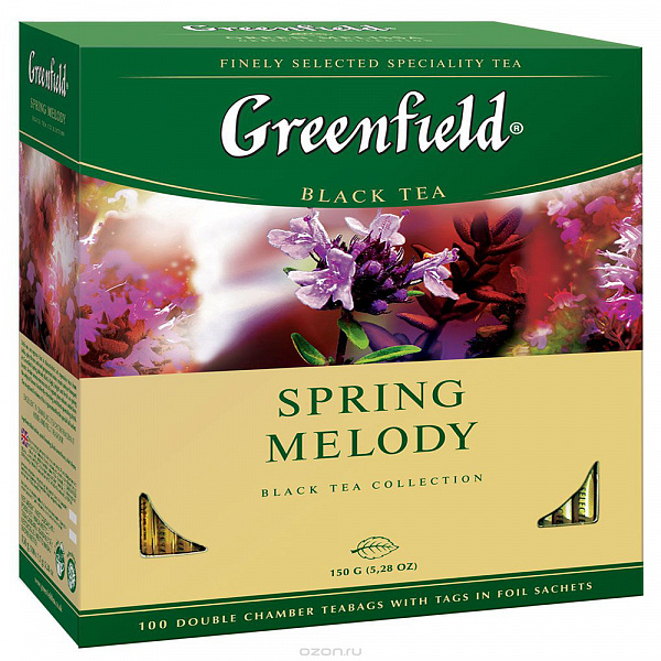 Чай черный Greenfield Spring Melody 100 пакетиков фото в онлайн-магазине Kofe-Da.ru